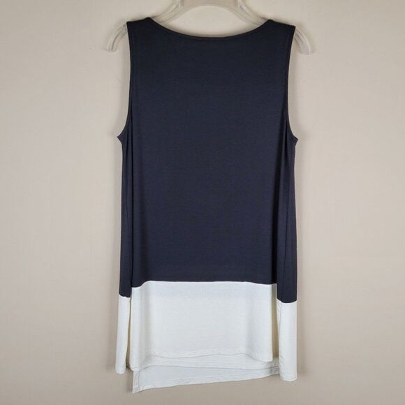 J. Jill Wearever Asymmetric Colorblock Tunic Sleeveless Black White Size SP - Picture 5 of 12